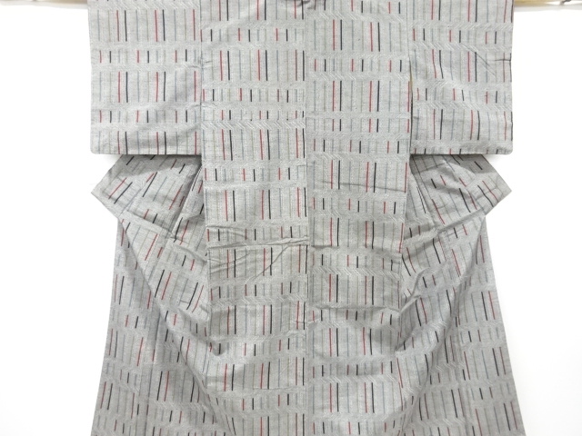 アンティーク　幾何学模様織り出し手織り紬着物